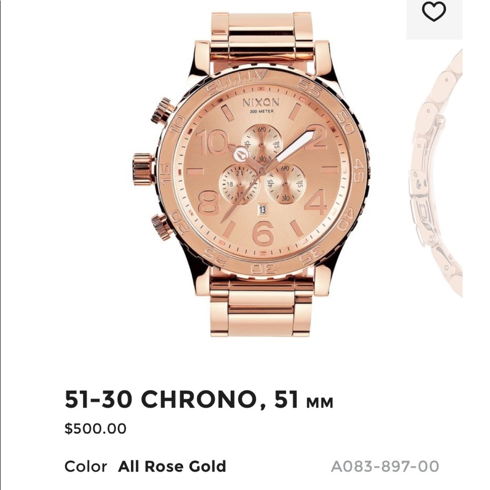 Nixon 51-30 chrono rose gold watch